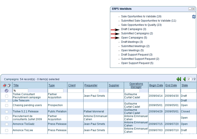 Campaign worklist