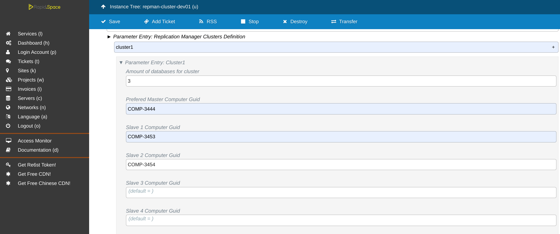 SlapOS Interface - Repman Configuration Parameters