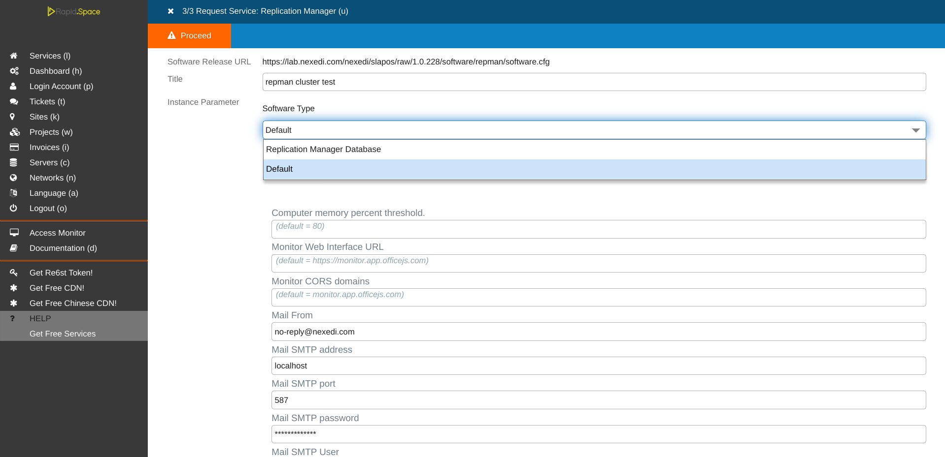 SlapOS Interface - Repman Configuration Parameters